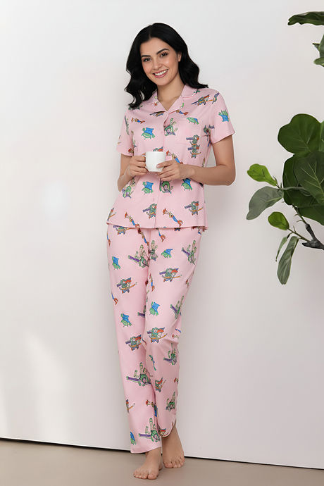 Zivame Toy Story Buttersoft Knit Poly Pyjama Set - Crystal Rose — image 2